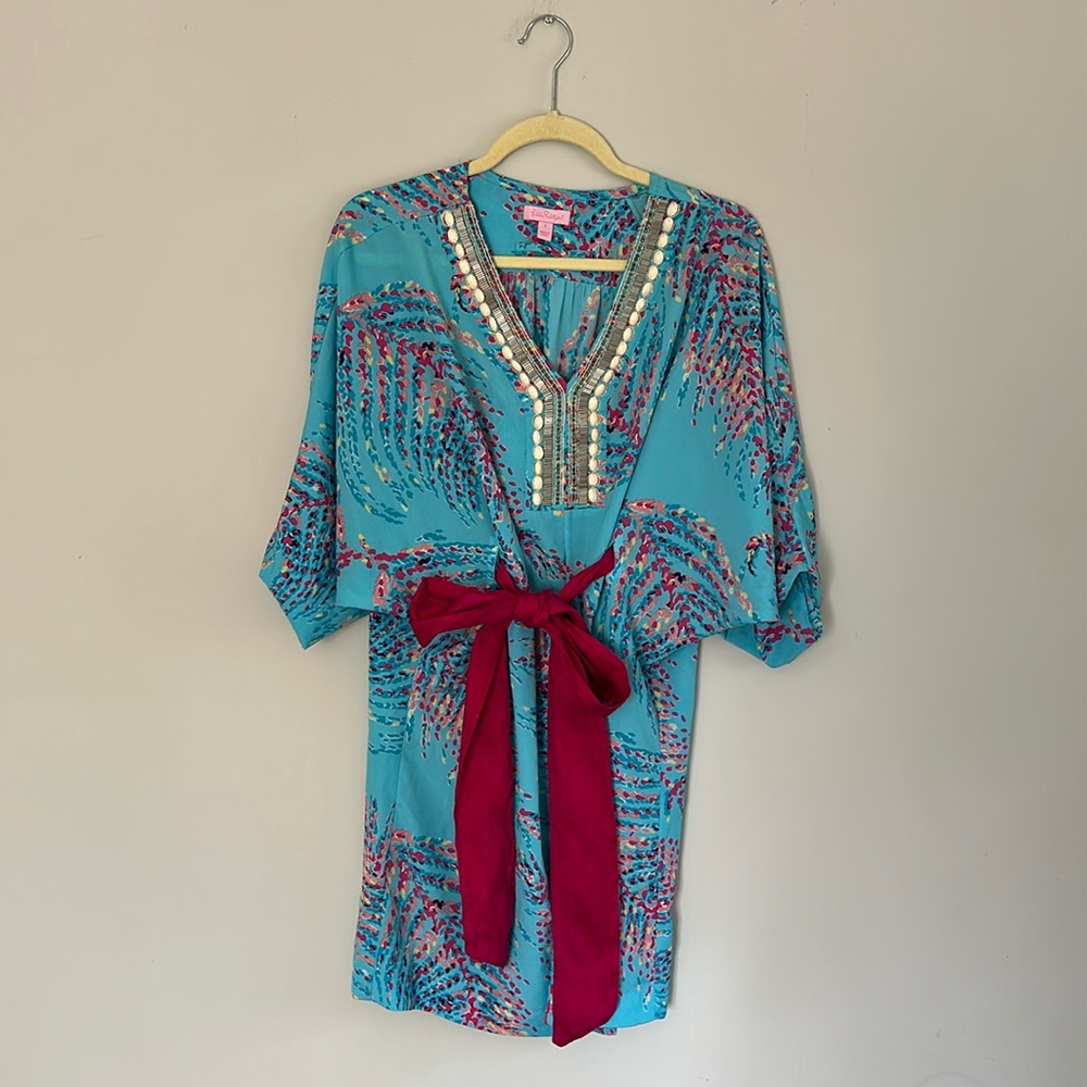 Lilly Pulitzer Pink and Blue Cocktail Dress Wilda Caftan